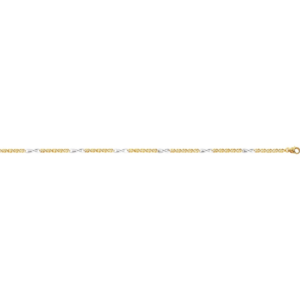 Bracelet DEEESSE or jaune or blanc 750 /°° mailles gourmette et huit largeur 3 mm