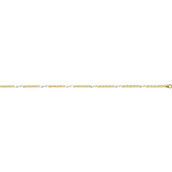Bracelet DEEESSE or jaune or blanc 750 /°° mailles gourmette et huit largeur 3 mm