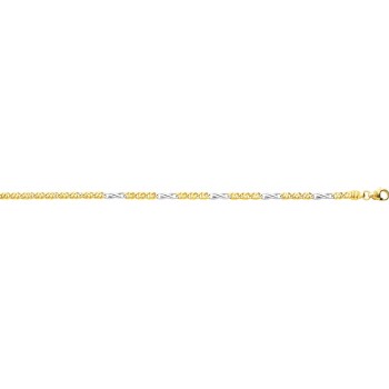 Bracelet DEESSE or jaune or blanc  750 /°° mailles huit or blanc largeur 3.5 mm