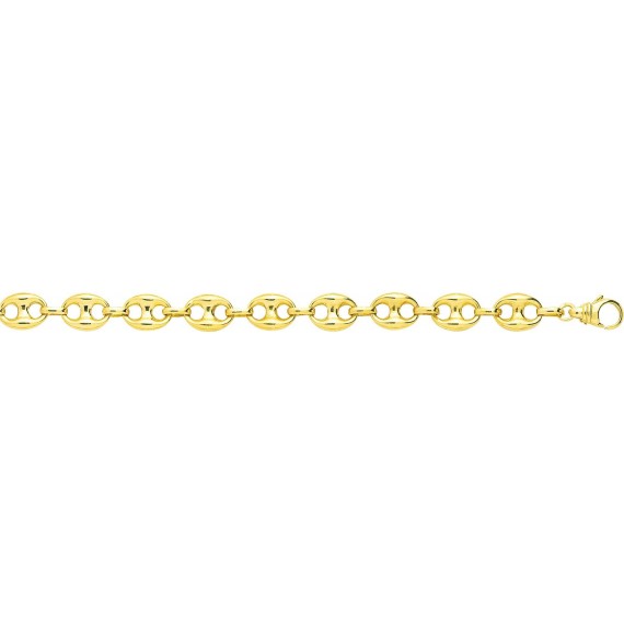 Bracelet ENVOL or jaune 750 /°° mailles grains de café creuses largeur 10 mm