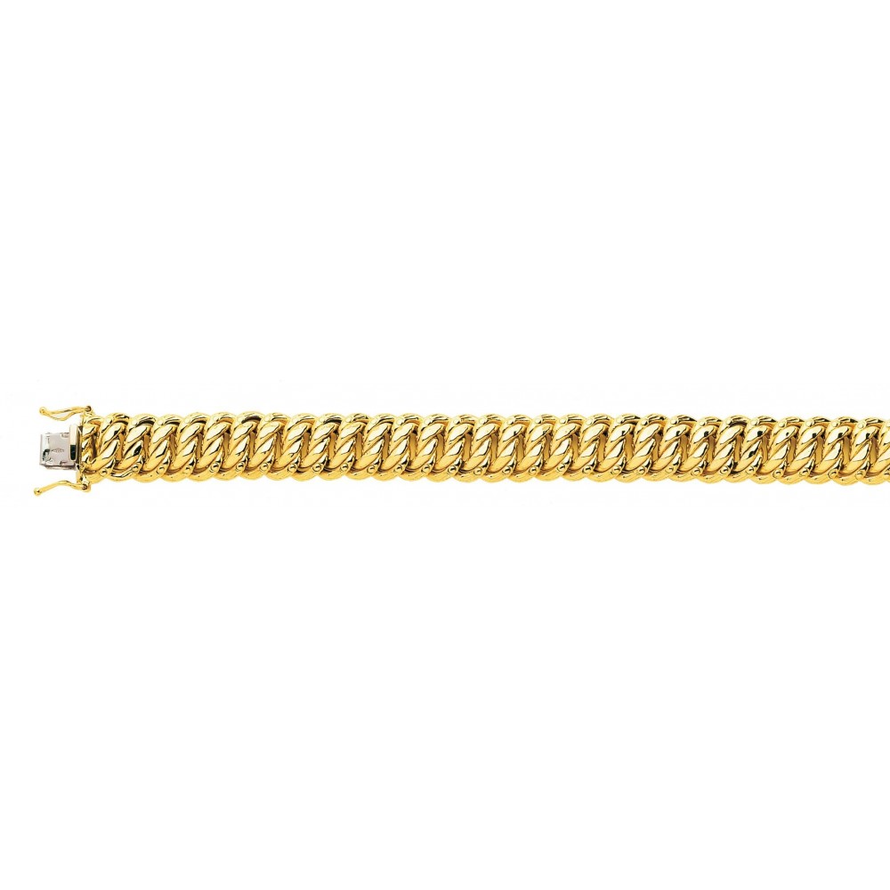 Bracelet AMERICA or jaune 750 /°° mailles américaines largeur 12 mm