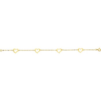 Bracelet ADELINE or jaune 750/°° motifs cœurs