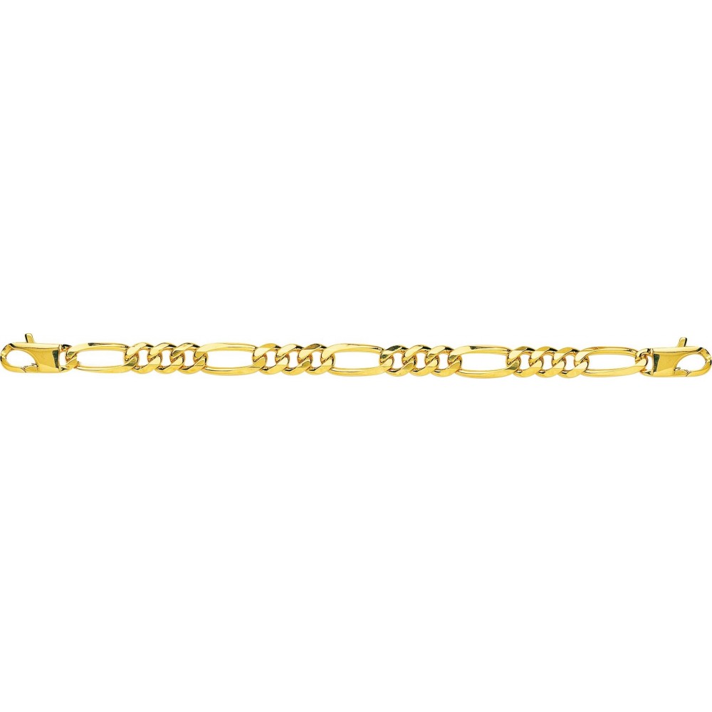 Bracelet ELVIS or jaune 750/°° mailles alternées 1+3 ultra-plates largeur 8 mm
