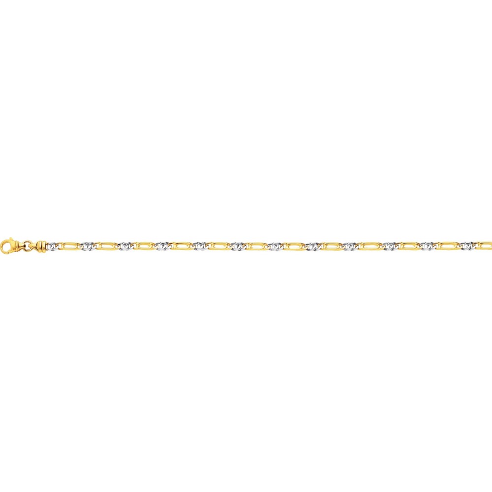 Bracelet BILL or jaune or blanc 750 /°° mailles alternées largeur 3.5 mm