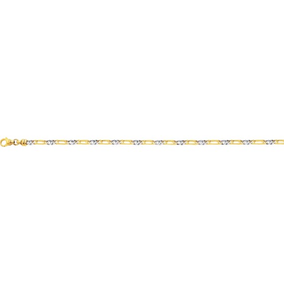Bracelet BILL or jaune or blanc 750 /°° mailles alternées largeur 3.5 mm