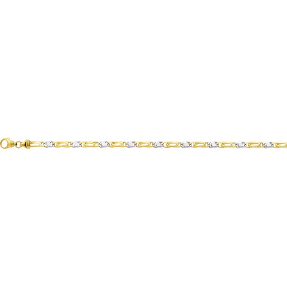 Bracelet BILL or jaune or blanc 750 /°° mailles alternées largeur 4.5 mm