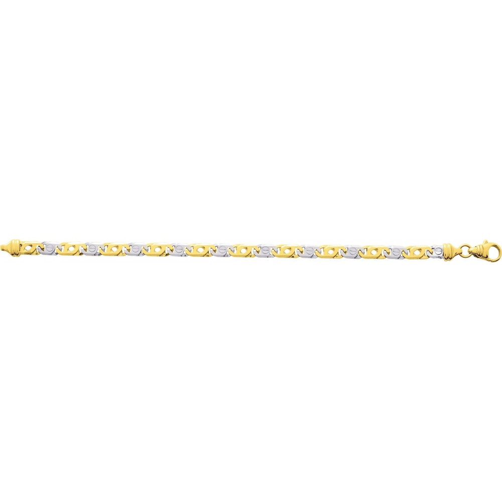 Bracelet BILL or jaune or blanc 750 /°° mailles alternées largeur 5 mm