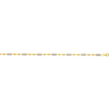 Bracelet or jaune or blanc 750 /°° mailles alternées grains de café