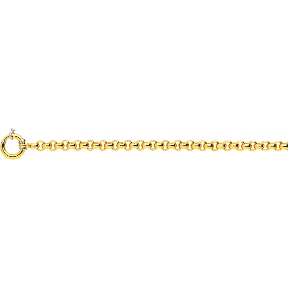 Bracelet or jaune 750 /°° mailles jaseron rond diamètre 7 mm