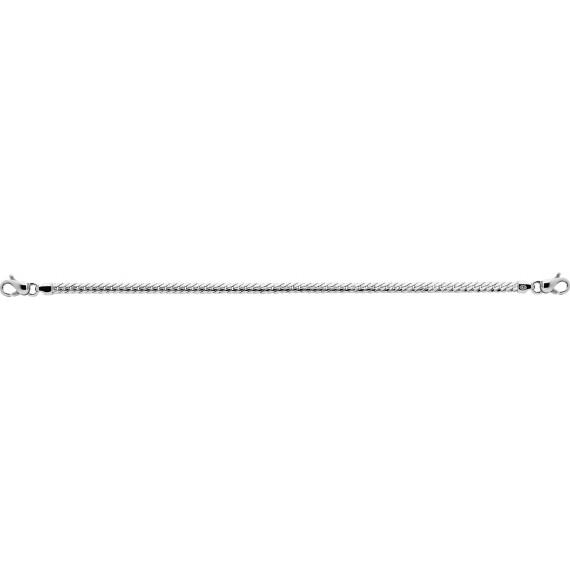 Bracelet FLORA or blanc 750 /°° mailles anglaises largeur 3.5 mm