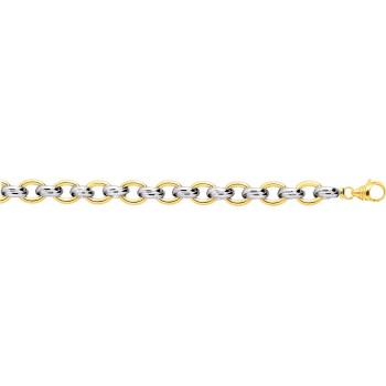 Bracelet or jaune or blanc 750 /°° mailles ovales largeur 10 mm