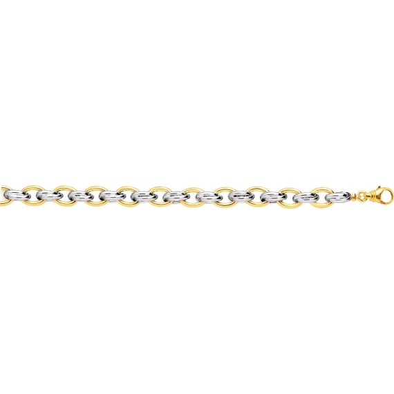Bracelet HARRIET or jaune or blanc 750 /°° mailles ovales largeur 9 mm