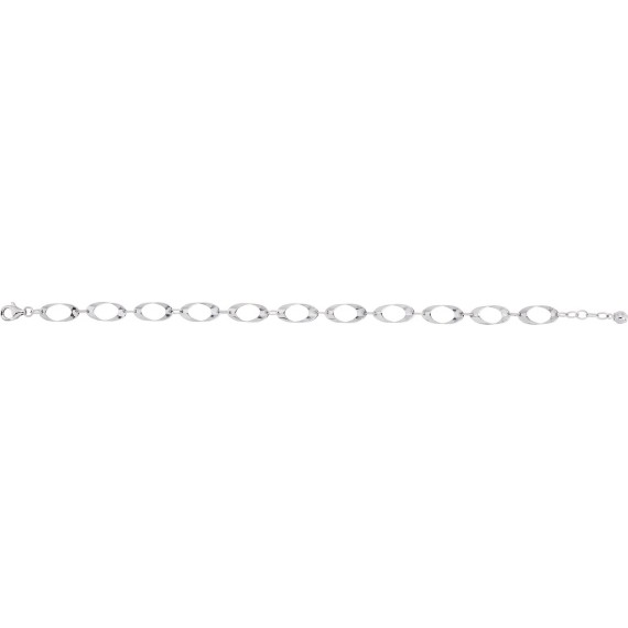 Bracelet ALMIRA  or blanc 750 /°° mailles ovales biseautées