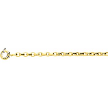 Bracelet TINA or jaune 750 /° mailles jaseron ovales largeur 6,5 mm