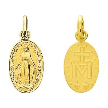 Médaille Vierge MIRACULEUSE  or jaune 750 /°° dimensions 21 mm x 10 mm