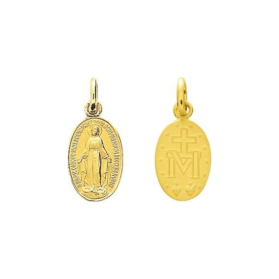 Médaille Vierge MIRACULEUSE  or jaune 750 /°° dimensions 21 mm x 10 mm