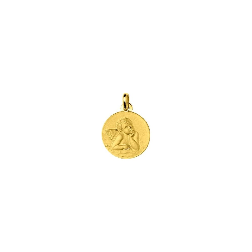 Médaille EMMANUEL Ange or jaune 750 /°° diamètre 16 mm