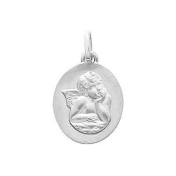 Médaille ADRIEN Ange or blanc 750 /°° dimensions 18 mm x 12 mm