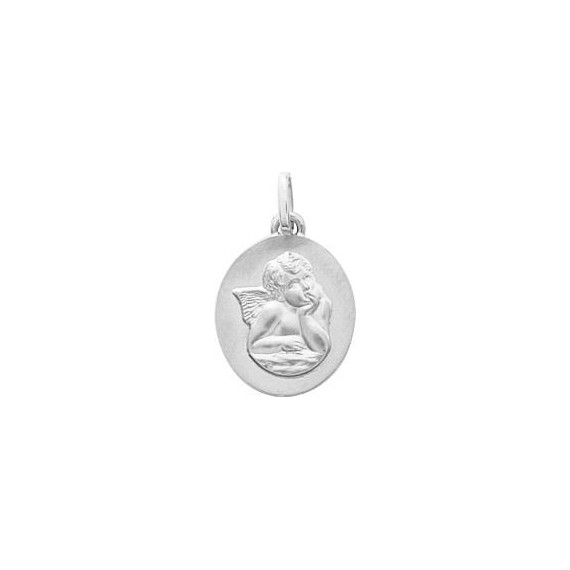 Médaille ADRIEN Ange or blanc 750 /°° dimensions 18 mm x 12 mm