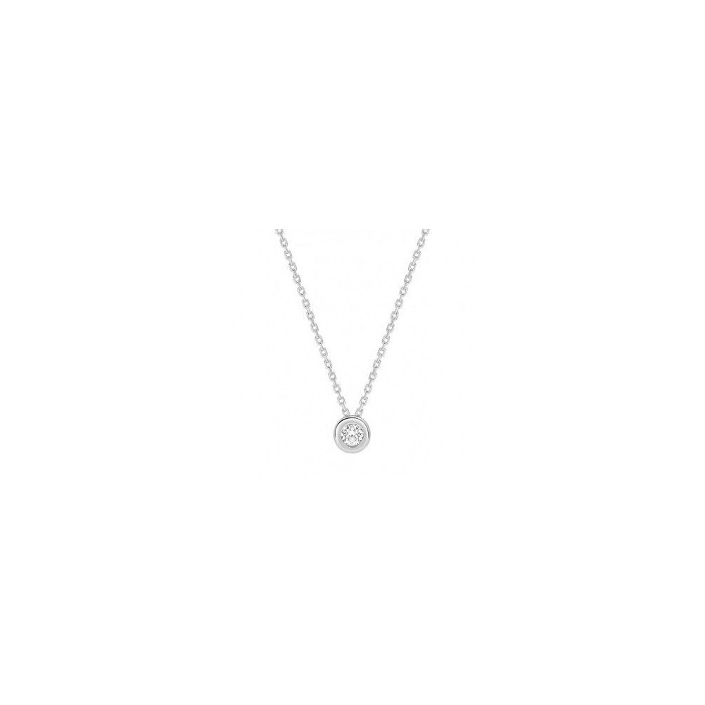 Collier IDOLE or blanc 750 /°° diamant 0,14 carat