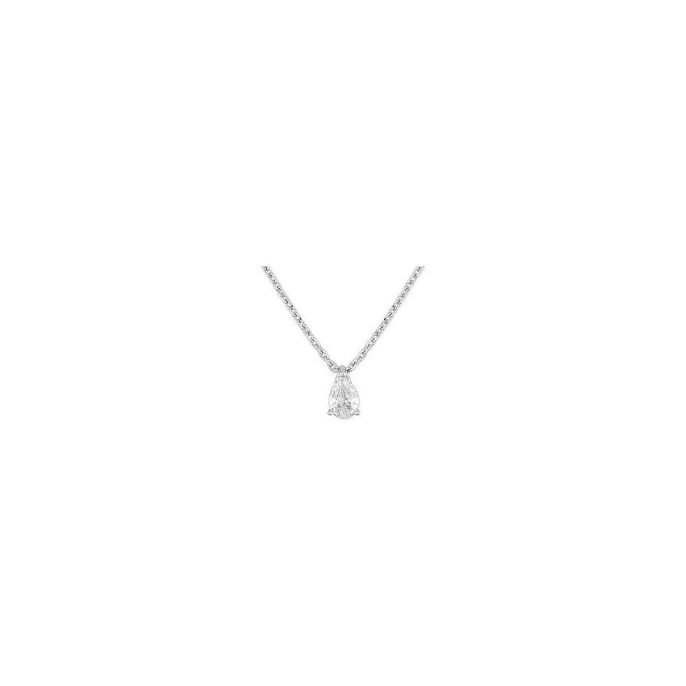 Collier AUDACE or blanc 750 /°° diamant poire0,35 carat