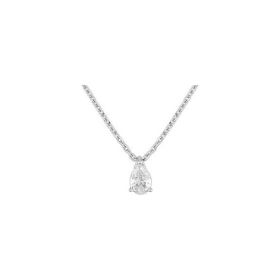 Collier AUDACE or blanc 750 /°° diamant poire0,35 carat