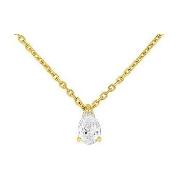 Collier AUDACE or jaune 750 /°° diamant poire 0,35 carat