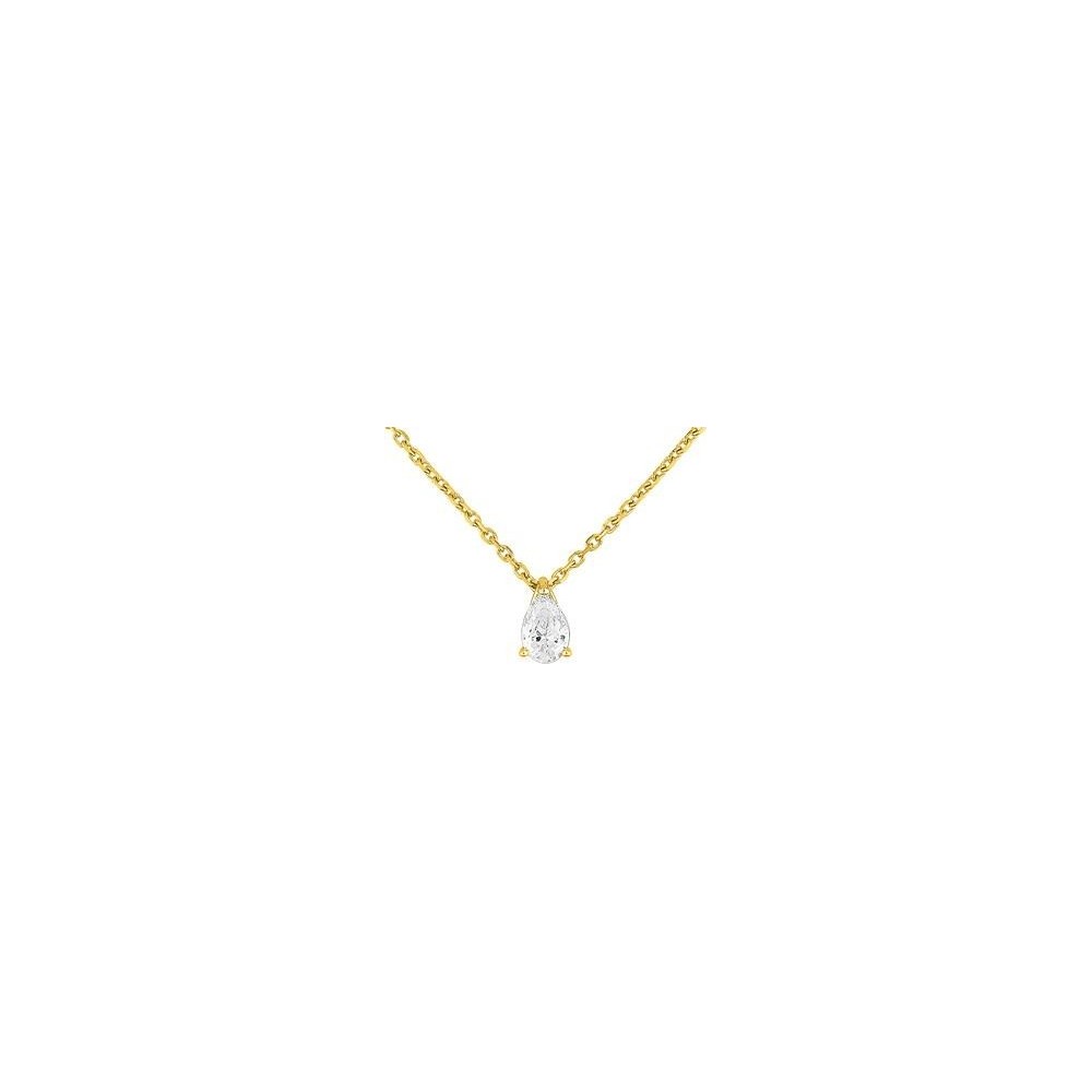 Collier AUDACE or jaune 750 /°° diamant poire 0,35 carat