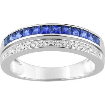 Bague GITANE or blanc 750 /°° diamants saphirs bleus 0,66 carat