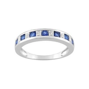 Bague SIMONE  or blanc 750 /°° diamants saphirs bleus 0.58 carat