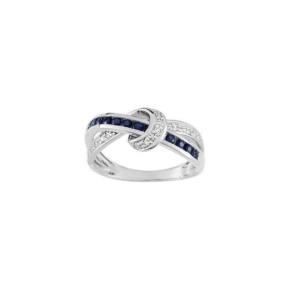 Bague FRONTIGNAN or blanc 750 /°° diamants saphirs bleus