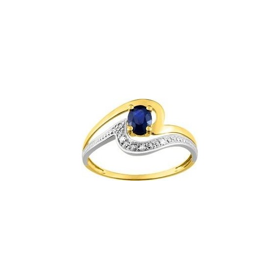 Bague DOUCEUR or jaune 750 /°° diamants saphir bleu