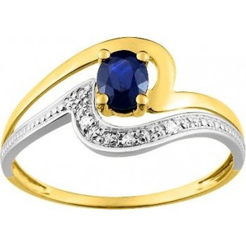 Bague DOUCEUR or jaune 750 /°° diamants saphir bleu