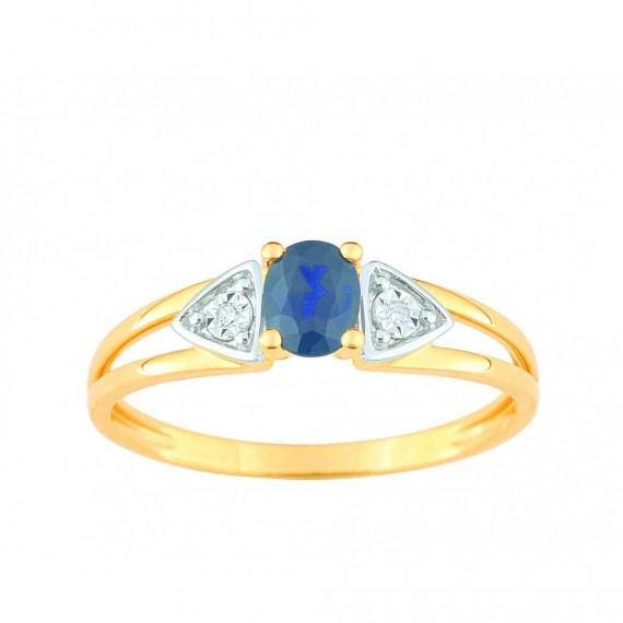 Bague CLASSICA or jaune 750 /°° diamants saphir bleu