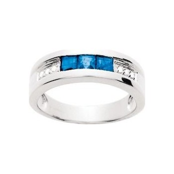Bague CHAMBORD or blanc 750 /°° diamants saphirs bleus