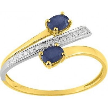 Bague BLISS or jaune 750 /°° diamants saphirs bleus