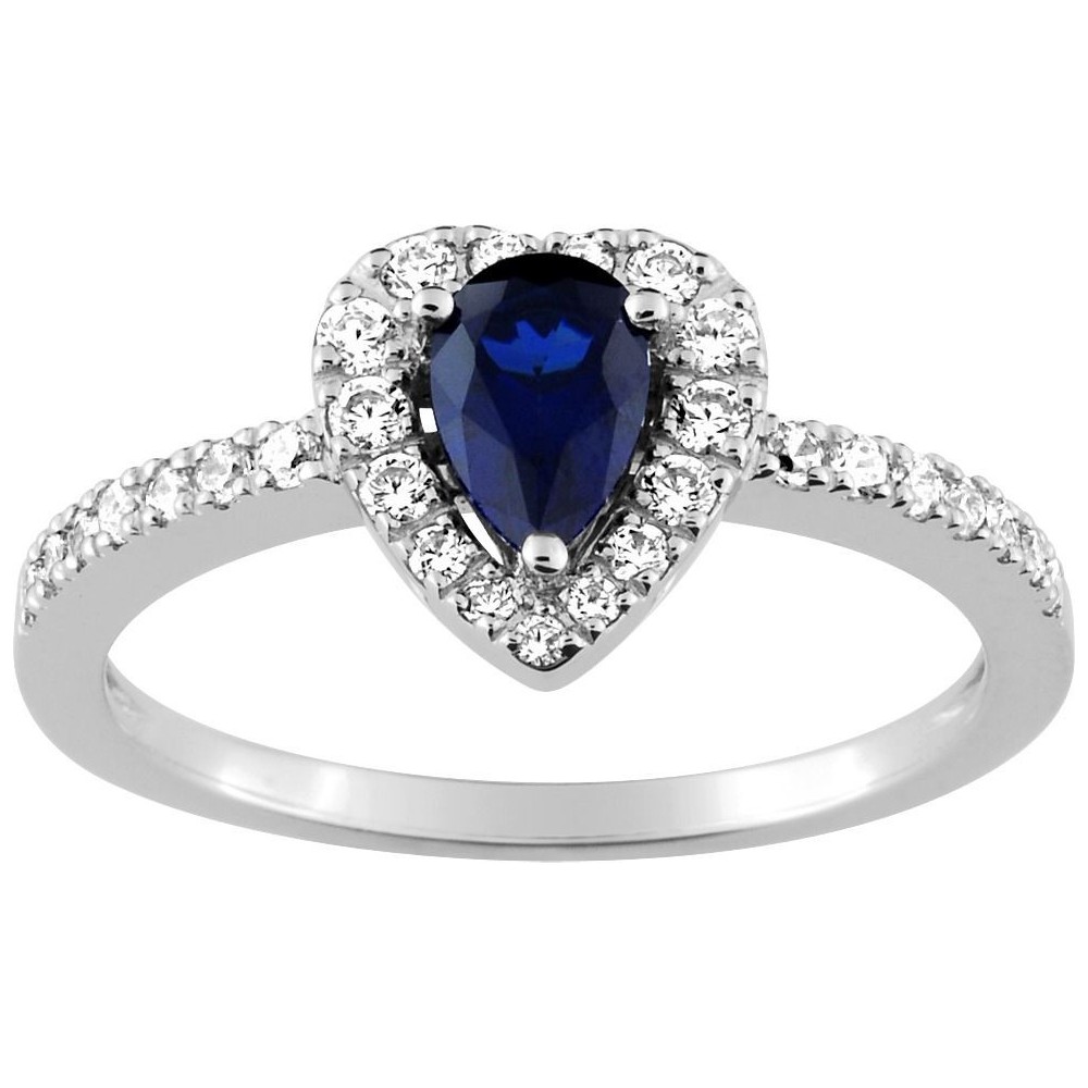 Bague BEGUIN or blanc 750 /°° diamants saphir bleu 0,70 carat
