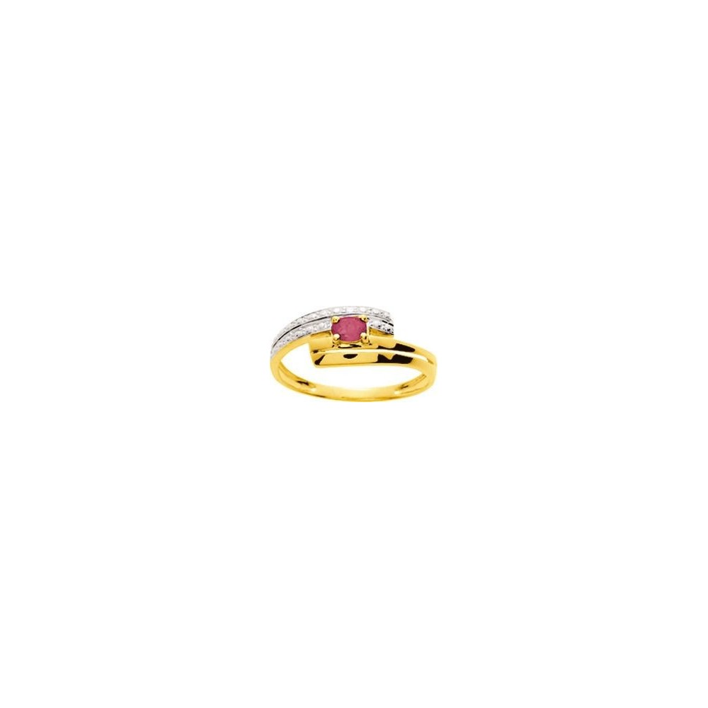 Bague ALYA or jaune 750 /°° diamants rubis 0.21 carat