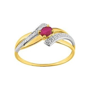 Bague LUCIE  or jaune 750 /°° diamants rubis