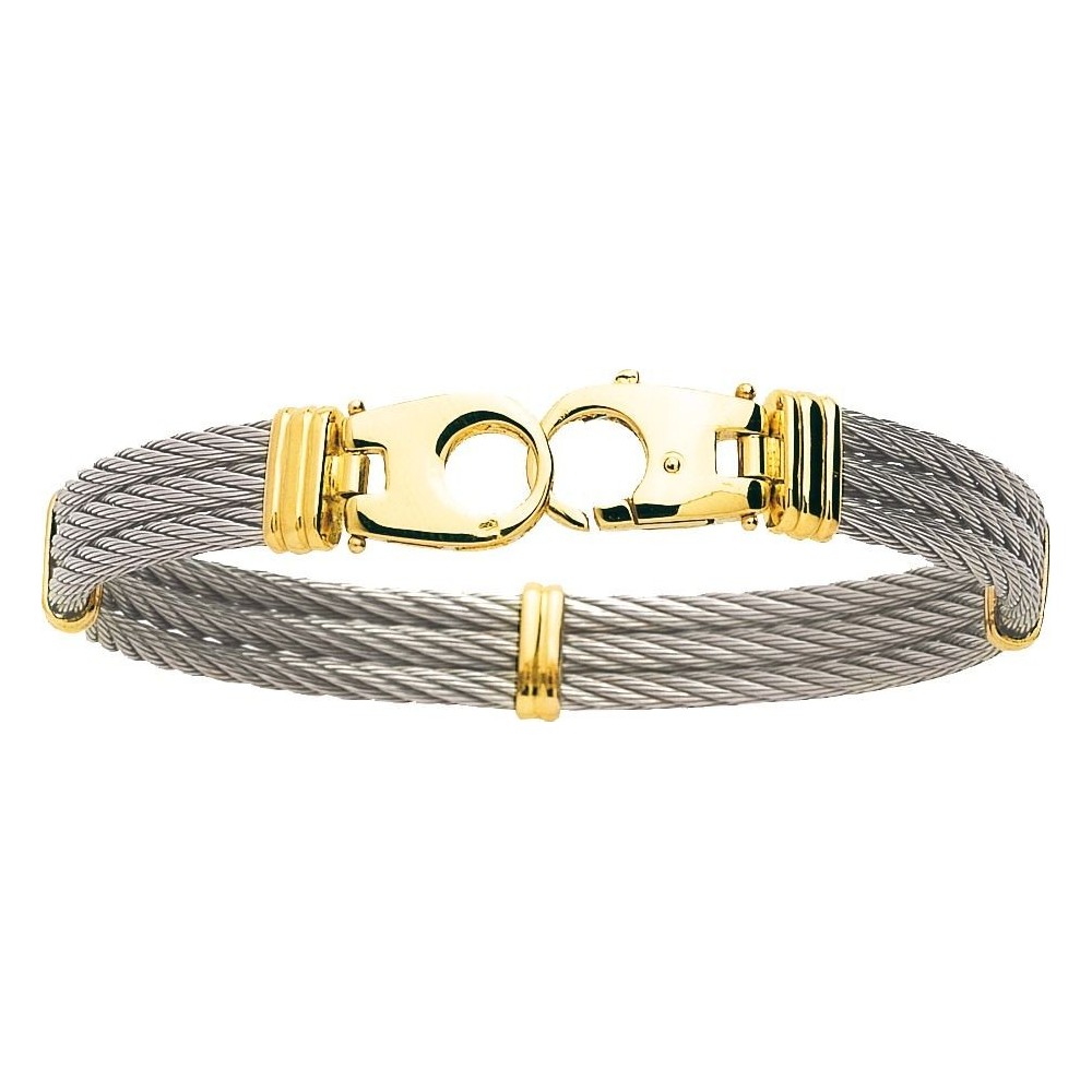 Bracelet CORSAIRE or jaune 750 /°° câble acier