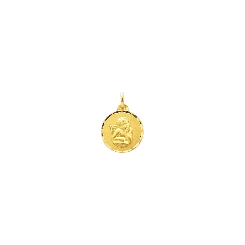 Médaille JEAN Ange or jaune 750 /°° diamètre 14 mm