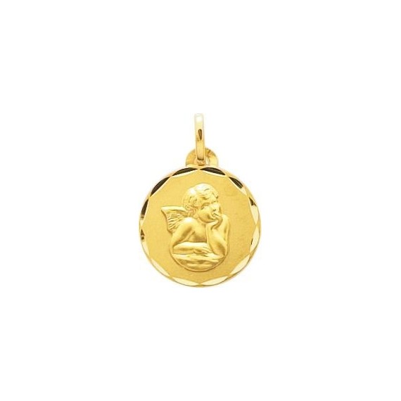 Médaille JEAN Ange or jaune 750 /°° diamètre 14 mm