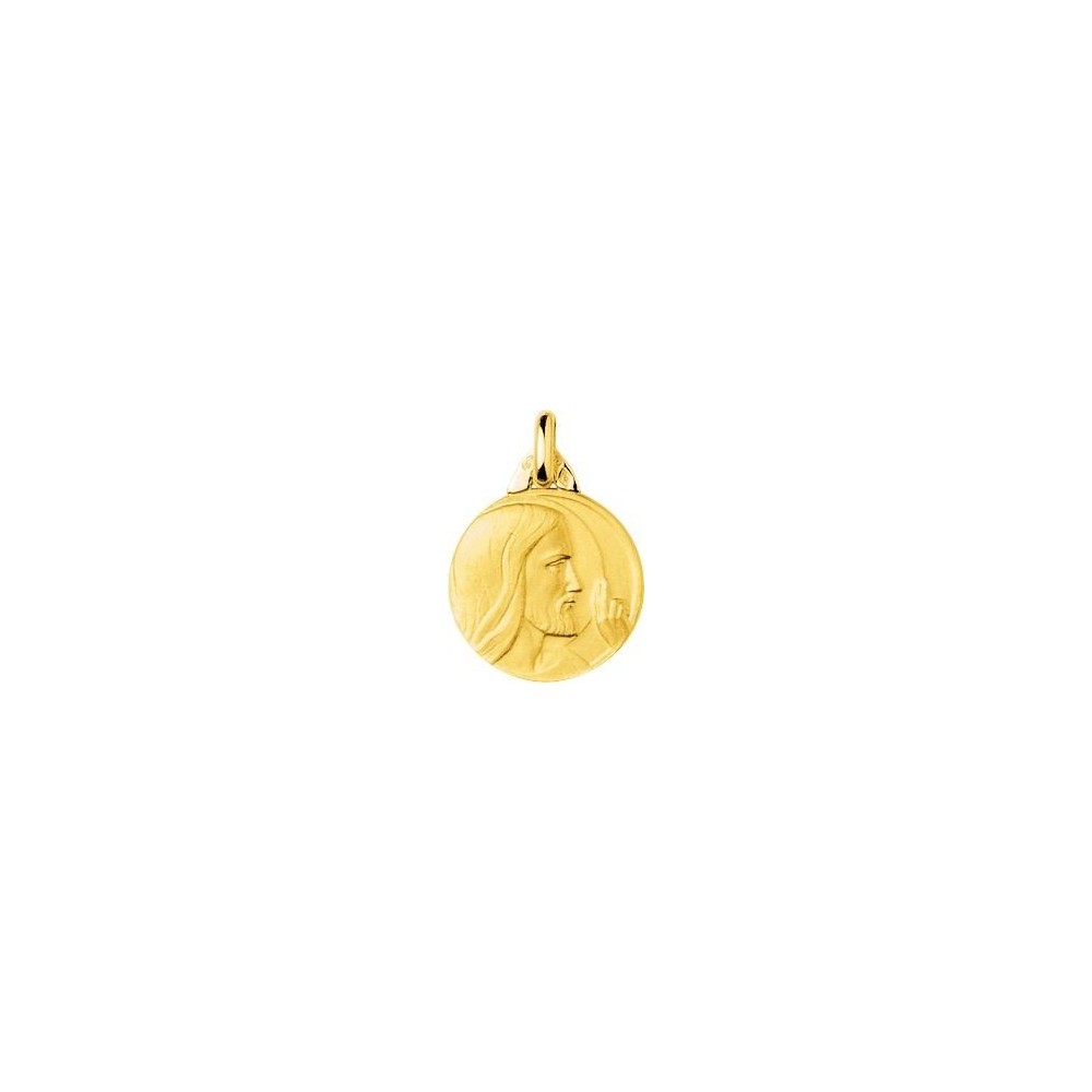 Médaille Christ CHARLES or jaune 750 /°° diamètre 15 mm