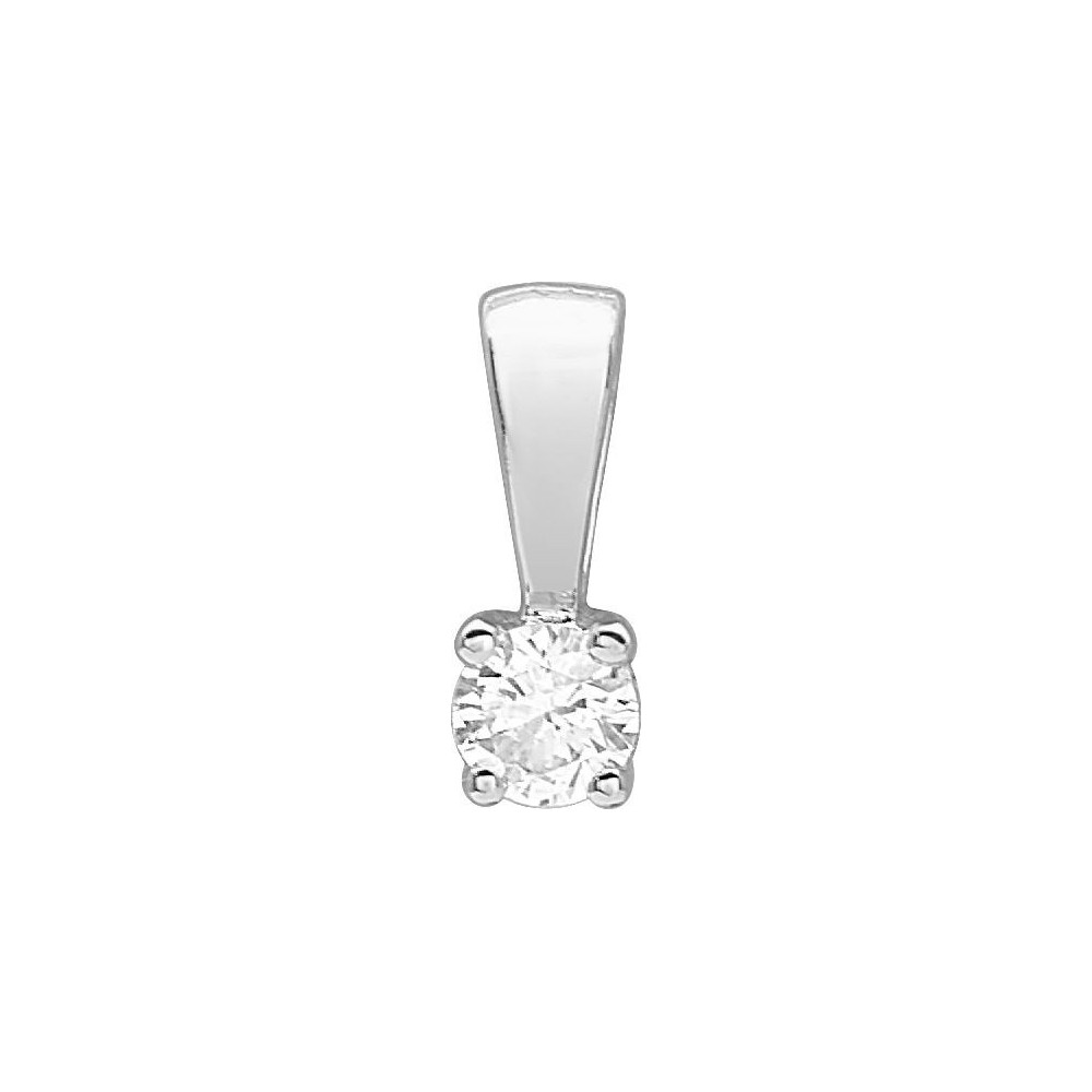 Pendentif 4 GRIFFES or blanc 750 /°° diamant 0,08 carat