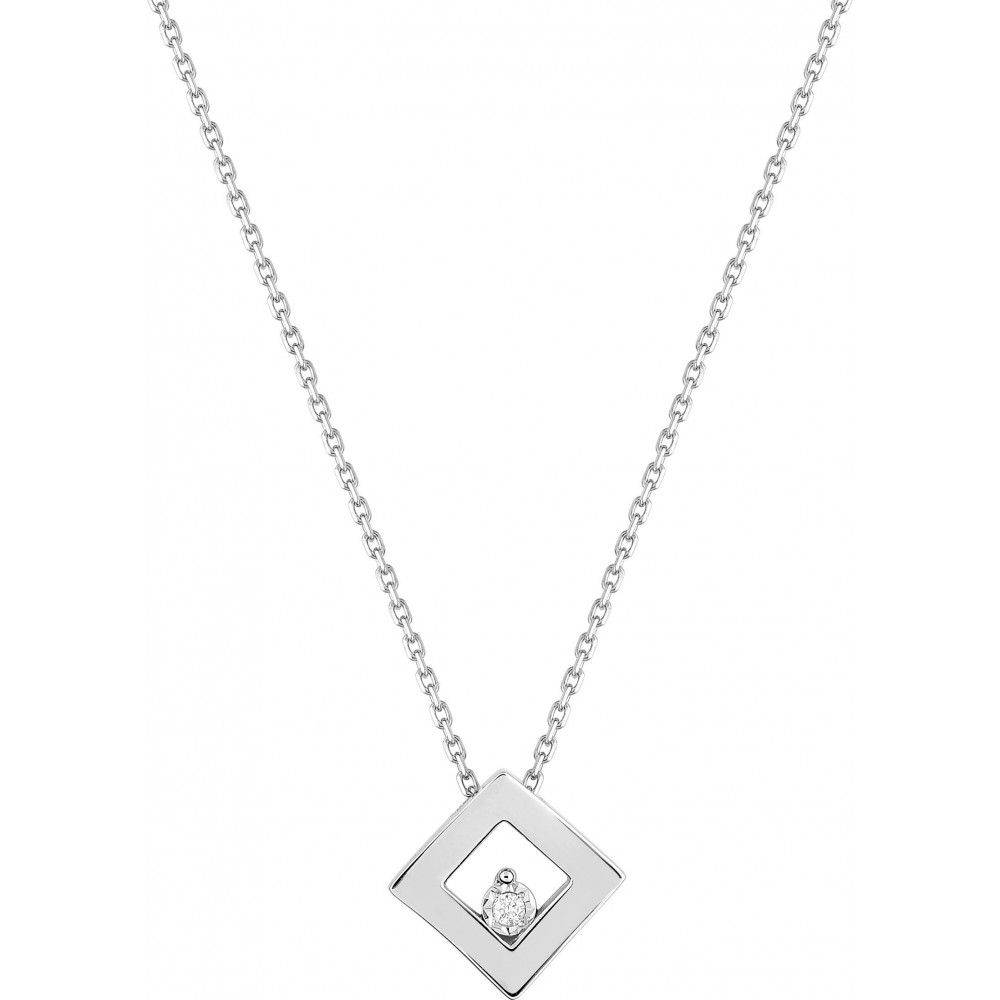 Collier  BERENICE or blanc 750 /°° diamant 0,01 carat