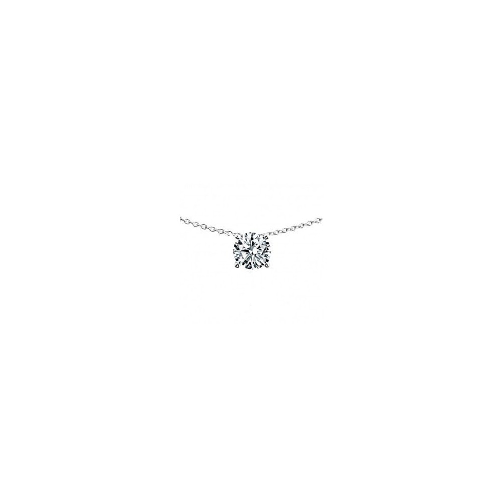 Collier MONACO or blanc 750 /°° diamant 0,40 carat