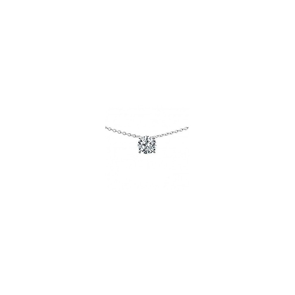 Collier MONACO or blanc 750 /°° diamant 0,30 carat