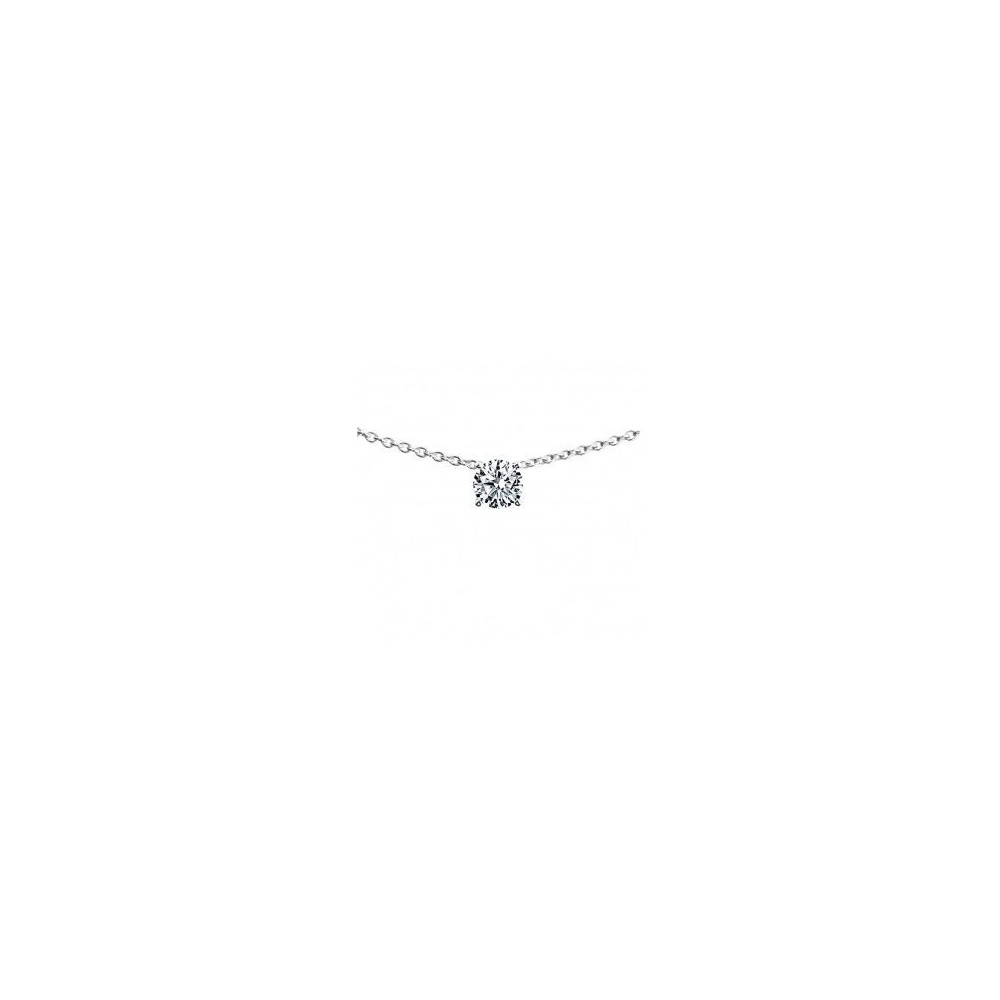 Collier MONACO or blanc 750/°° diamant 0,20 carat