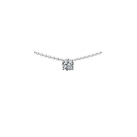 Collier MONACO or blanc 750/°° diamant 0,20 carat