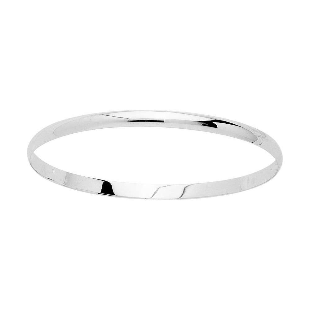 Bracelet BIARRITZ or blanc 750 /°° demi-jonc plat massif largeur 4 mm